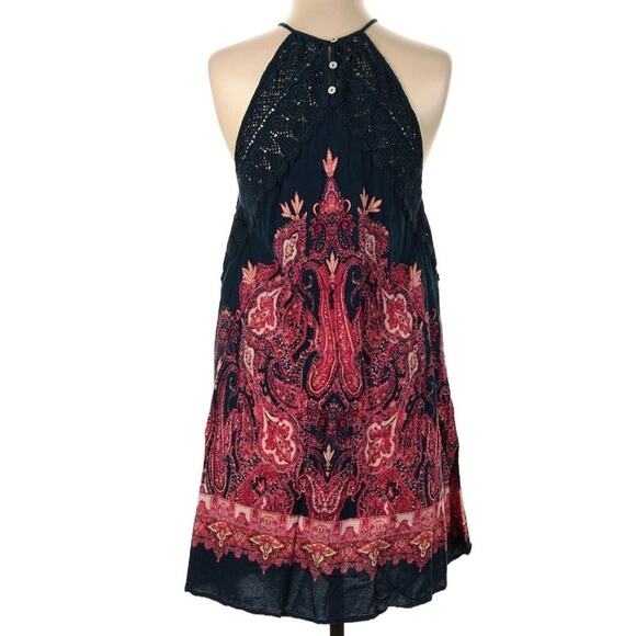Free People Shea Printed Small Blue Pink Mini Shift Dress - Picture 3 of 7